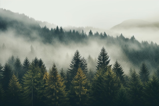 Beautiful landscape of mountain and pine trees