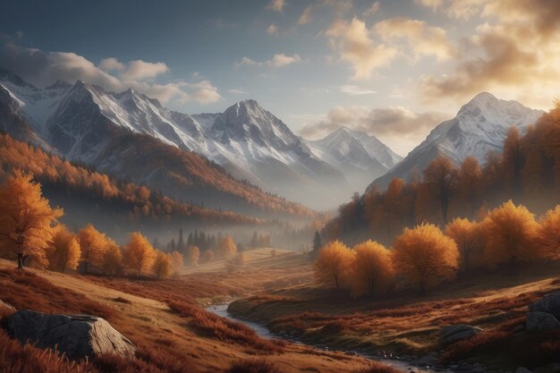 Beautiful landscape of mountains during autumn