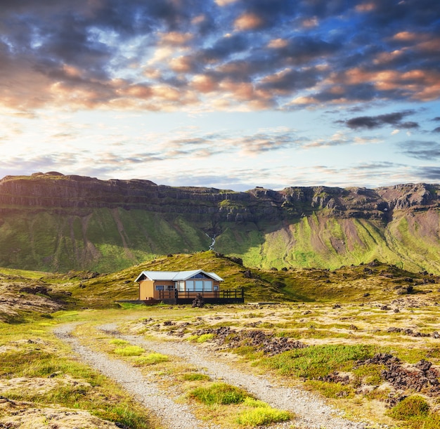 The beautiful landscape of mountains and rivers in Iceland