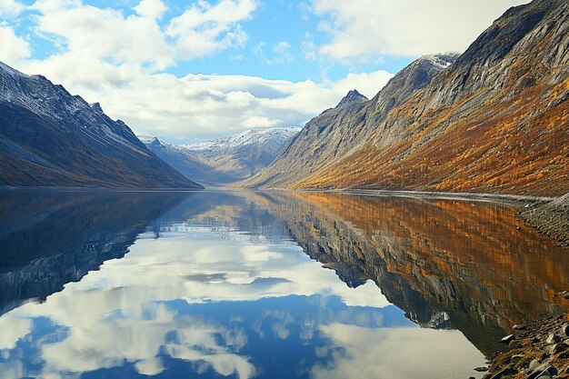 Foto bellissimo paesaggio di montagne con il riflesso su un lago in scozia