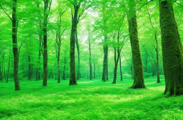 写真 緑の森の美しい風景