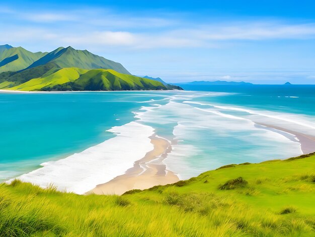 Фото Прекрасный пейзаж океанического пляжа