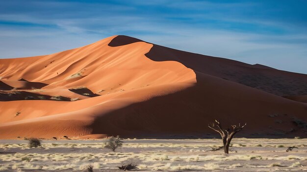 Beautiful landscape of orange sand dune white sand at namib desert in namib naukluft national park