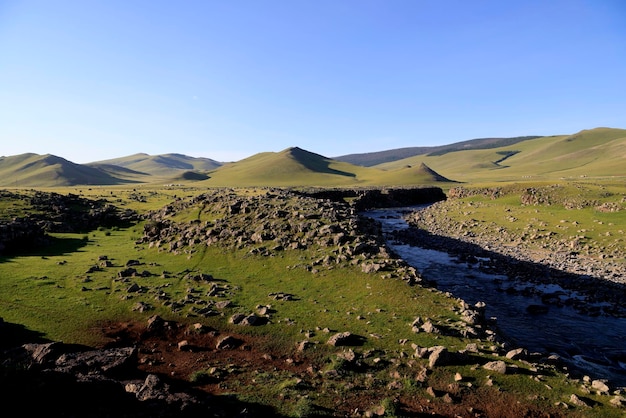 Foto bellissimo paesaggio della valle dell'orkhon in mongolia