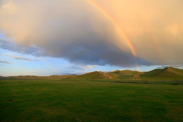 Foto bellissimo paesaggio della valle dell'orkhon in mongolia