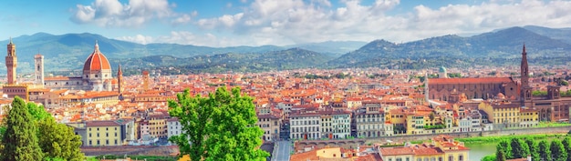 Beautiful landscape above panorama on historical view of the Florence from Boboli Gardens Giardino di Boboli  point Italy