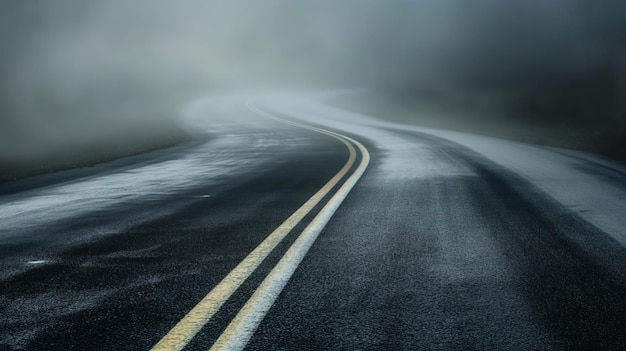 The Beautiful Landscape a Panoramic Road Leading to the Vanishing Point in Nature