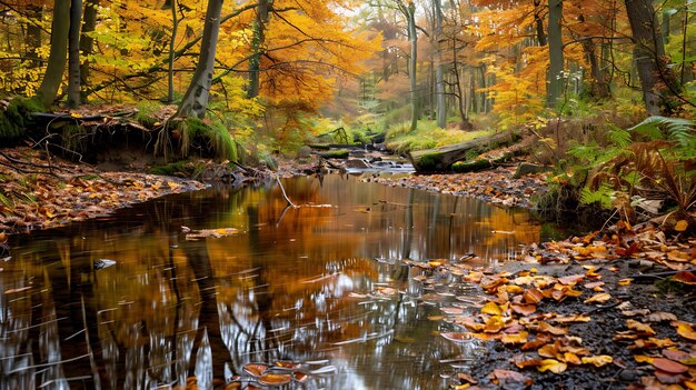 A beautiful landscape photo of a forest in the fall