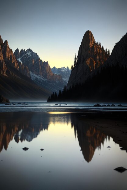 Photo beautiful landscape photography wallpaper background peaks lake canyon sky white clouds