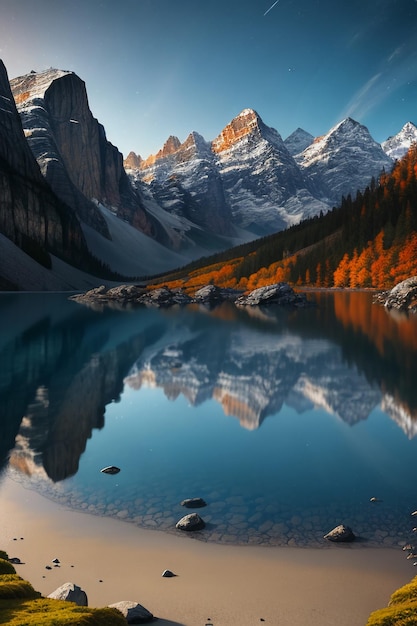 美しい風景写真の壁紙の背景、ピーク、湖、峡谷、空、白い雲