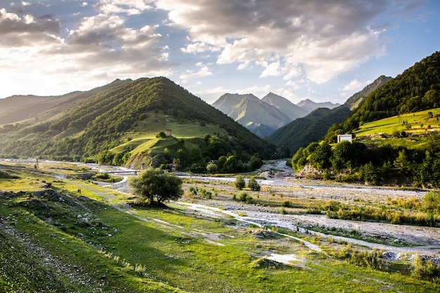 A beautiful landscape photography with Caucasus Mountains in Georgia