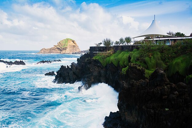 Beautiful landscape Porto Moniz with the famous natural lava pool on the Island Madeira