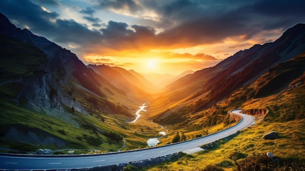 Beautiful landscape road in the mountains