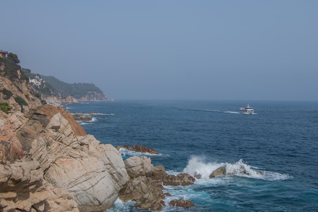 Beautiful landscape rocky shore of the mediterranean sea Catalonia