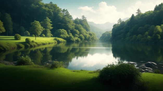 beautiful landscape scenery 3D render