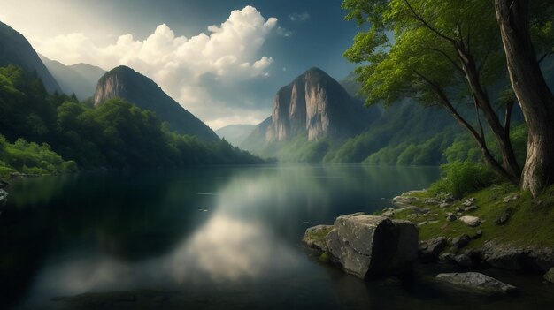 beautiful landscape scenery 3D render