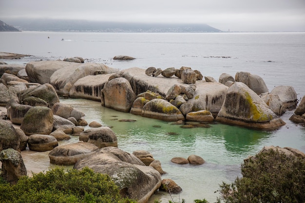 晴れた日の海の美しい風景の海岸