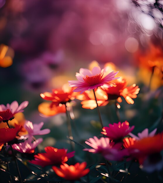 Bel paesaggio di fiori primaverili con margherite