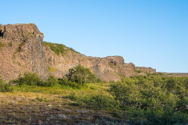 Photo the beautiful landscape of vesturdalur in jokulsargljufur in vatnajokull national park in iceland