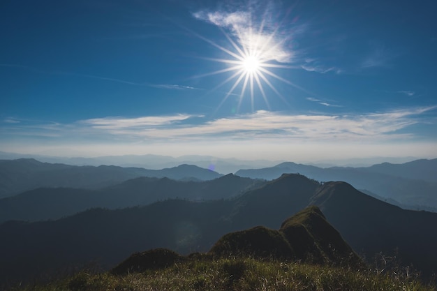 写真 カオ・カオ・チャン・プアック山の美しい風景と層の山々トン・パ・プム国立公園の最高峰はカオ・チャン・プアックとして知られています