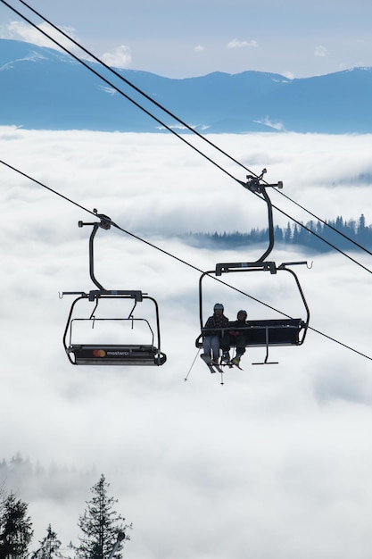 Beautiful landscape view of carpathian bukovel mountain ski resort