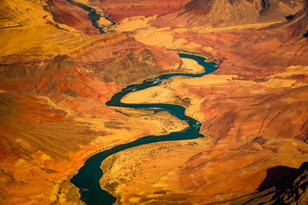 Beautiful landscape view of curved colorado river in Grand canyon