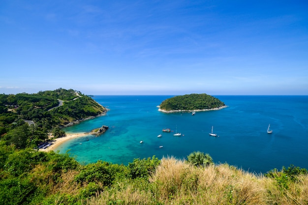 beautiful landscape view of the island and Andaman sea viewpoint is a famous attractions of phuket