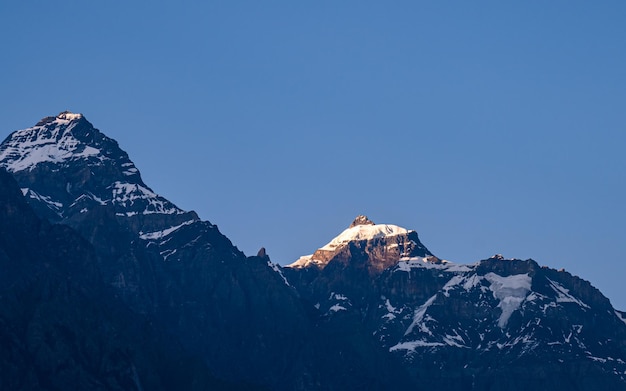 네팔 고르카 산 범위의 아름다운 풍경.