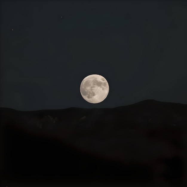 Beautiful landscape view of a white full moon with black color background