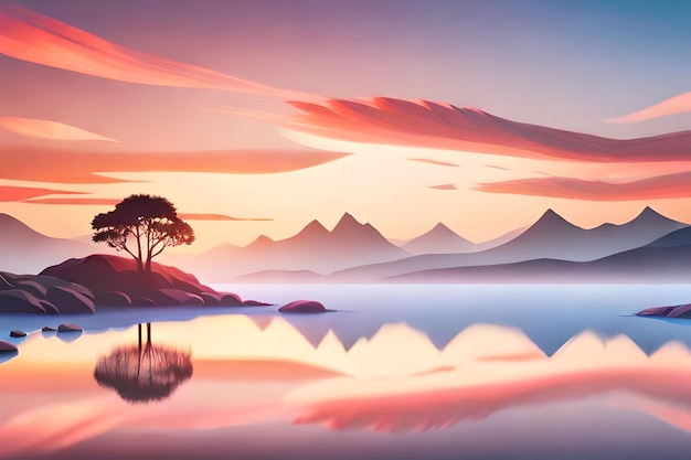 Beautiful landscape view with pastel colors