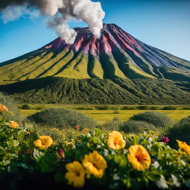 Photo beautiful landscape of the volcano of the island of the new zealand