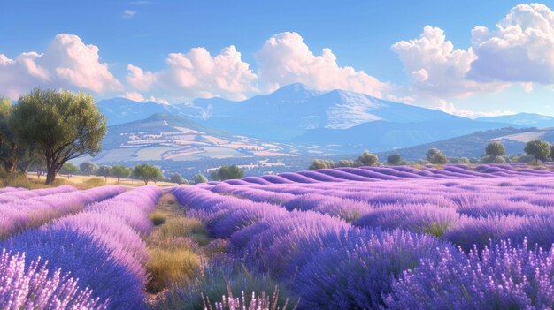 Beautiful landscape with blooming lavender fields in Provence