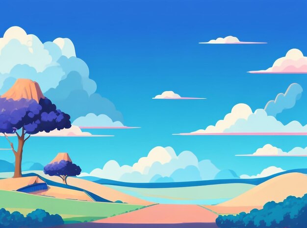 Photo beautiful landscape with blue sky painting illustration