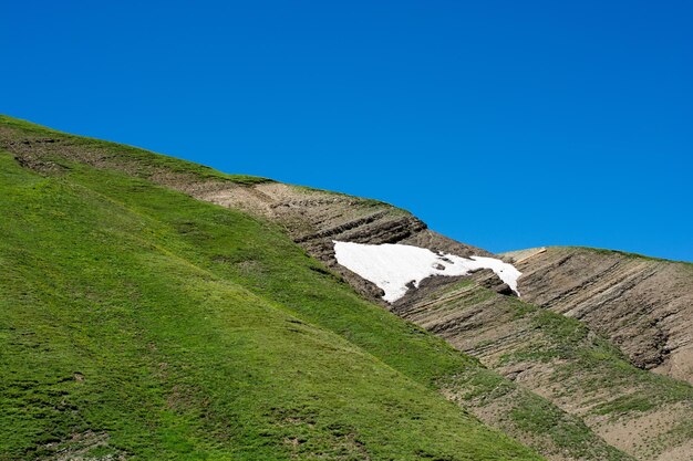 Beautiful landscape with glacier in the hills of highlands in artvin