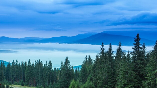 丘と山のある美しい風景