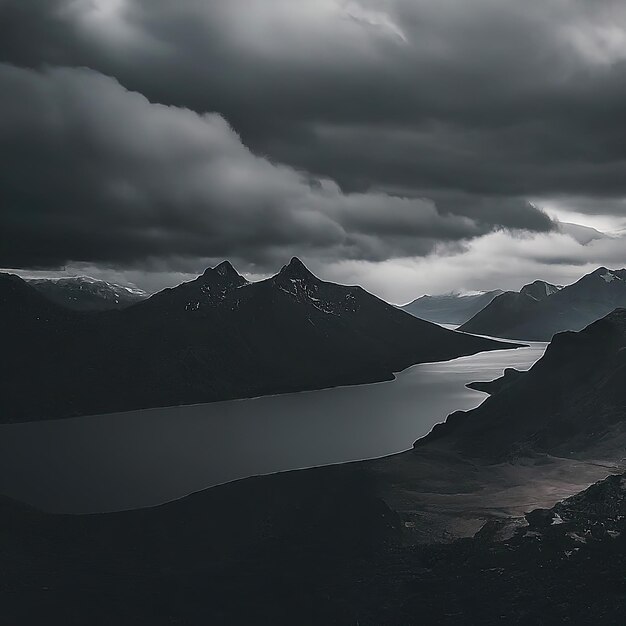 beautiful landscape with a lake in the mountains