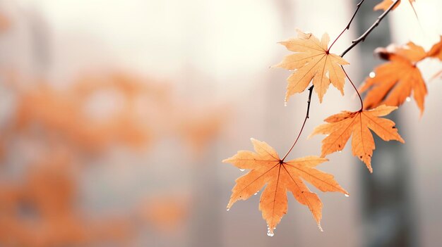 Photo beautiful landscape with maple leaves in closeup with blurred background