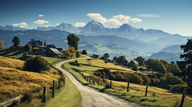 Beautiful landscape with a mountain village