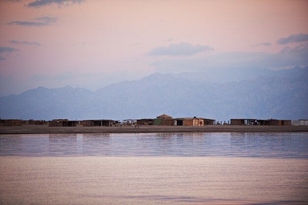 Beautiful landscape with mountains and calm sea