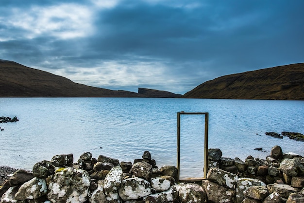 A Beautiful landscape with mountains in Faroe islands