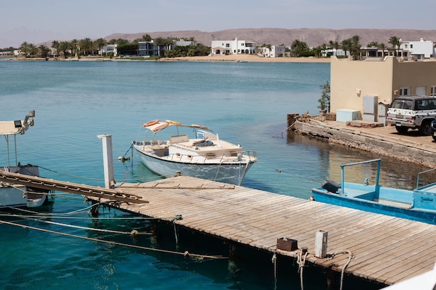 beautiful landscape with a pier on the high seas