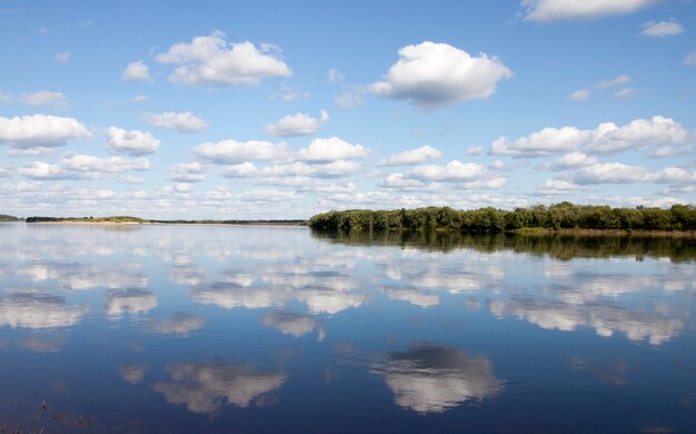 Beautiful landscape with river and clouds