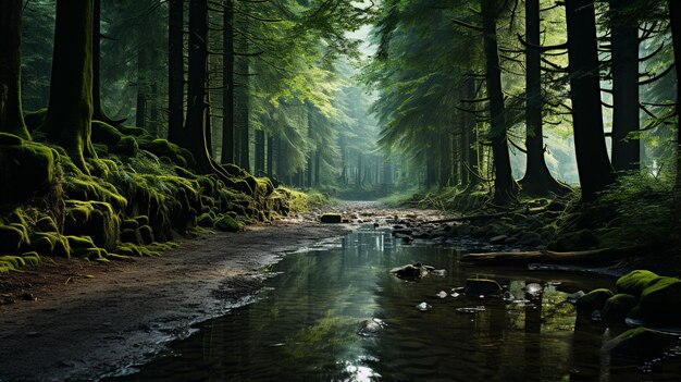 beautiful landscape with a river in the forest