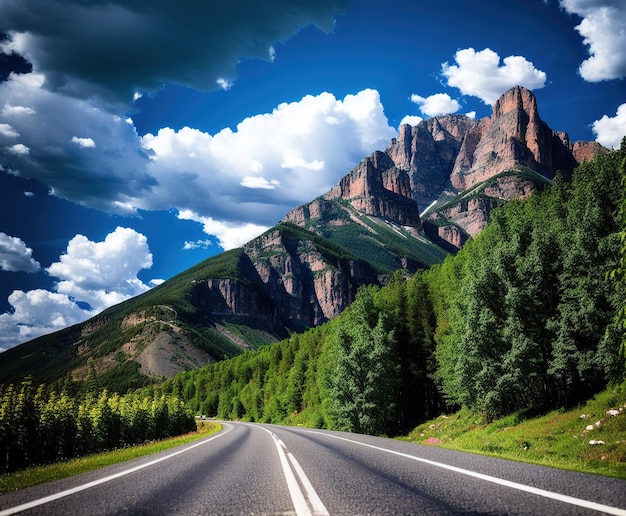 beautiful landscape with road and mountains