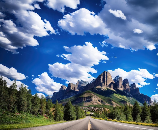 beautiful landscape with road and mountains