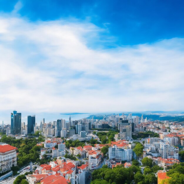 The beautiful landscapes and big city top view