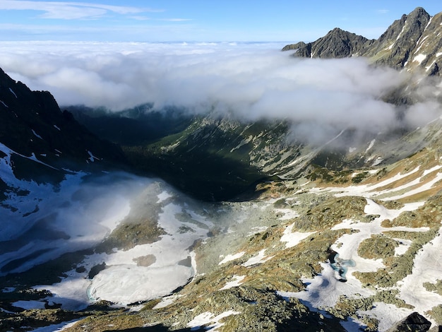 Beautiful landscapes, winter in the mountains, traveling, hiking, adorable background, clouds