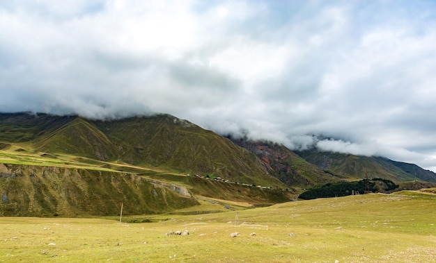 Beautiful landscapes with high mountains of Georgia altitude above sea level 2000m