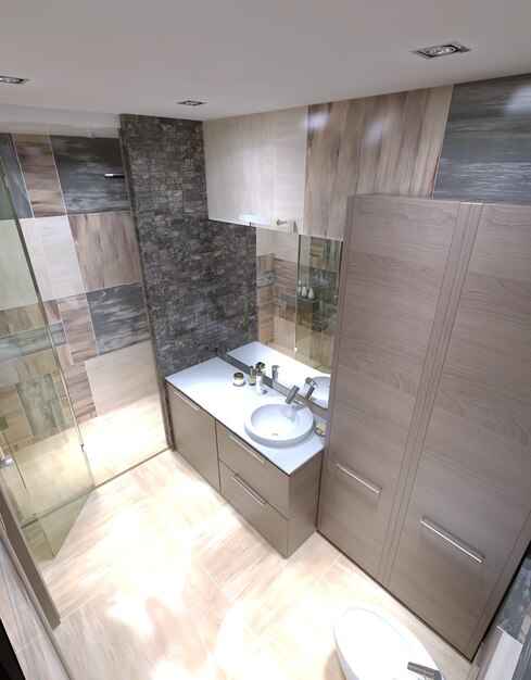 Beautiful large bathroom in luxury home. 