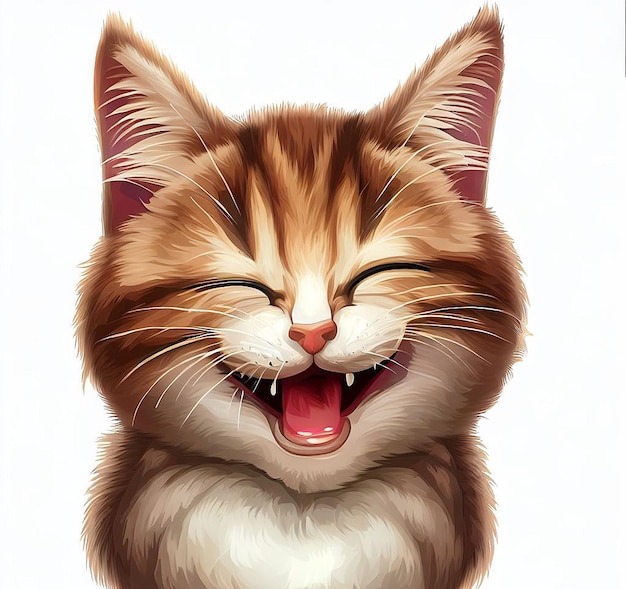 美しい笑う猫のイラスト アイコン アバター絵文字 AI 画像アイデア コンセプト壁紙描画子猫